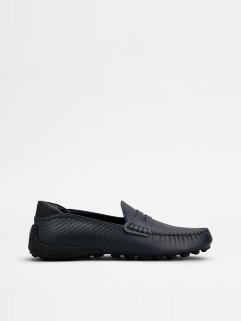 LOAFERS IN LEATHER - BLUE, BLACK