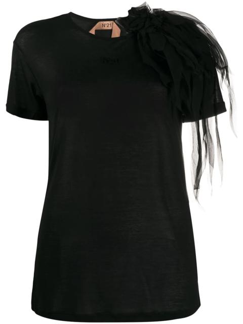 corsage shoulder detail T-shirt