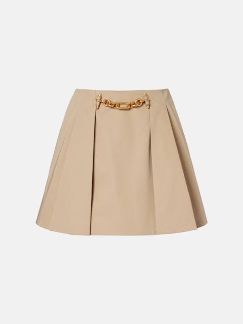 Pleated cotton gabardine miniskirt