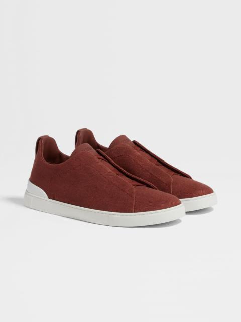 RED COTTON LINEN AND LEATHER TRIPLE STITCH™ SNEAKERS
