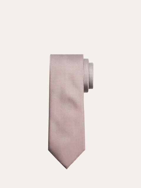 Men's Micro-Geometric Square Jacquard Silk Tie