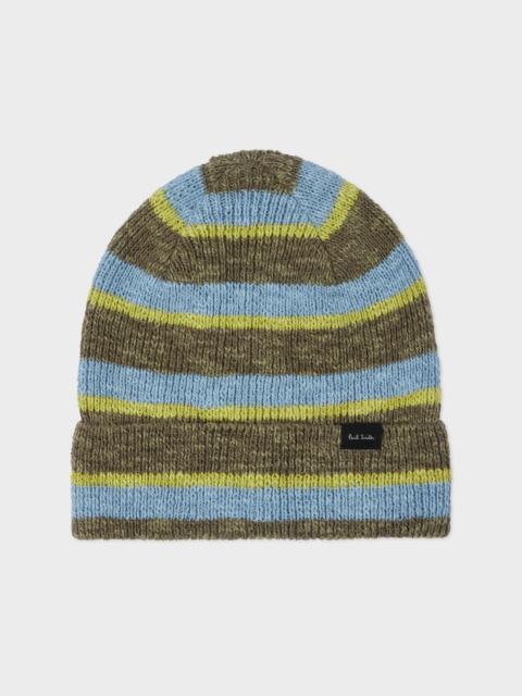 Green and Blue Stripe Linen-Cotton Beanie