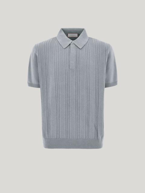 BRIANZA GREEN COTTON AND MODAL POLO SHIRT WITH VERTICAL WORKMANSHIP