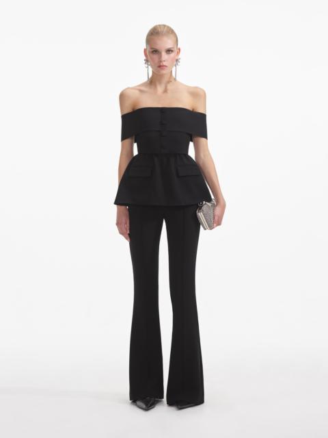 Black Crepe Off Shoulder Jumpsuit