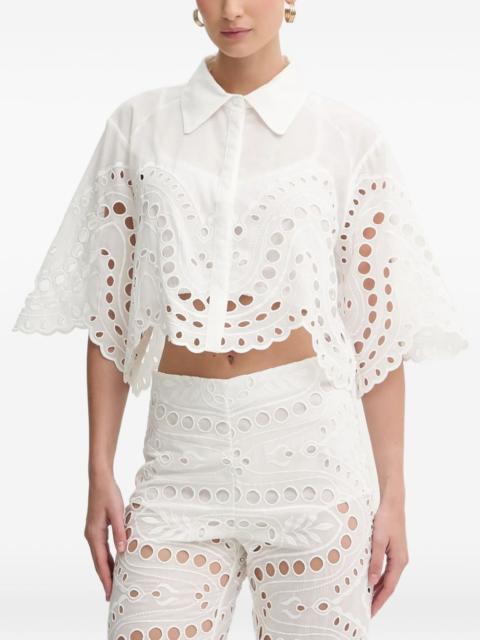 Storm scallop-trim eyelet blouse