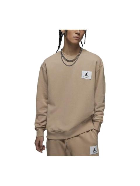 Air Jordan Solid Color Label Round Neck Pullover Long Sleeves Hoodie Men's Desert Yellow FB3910-277