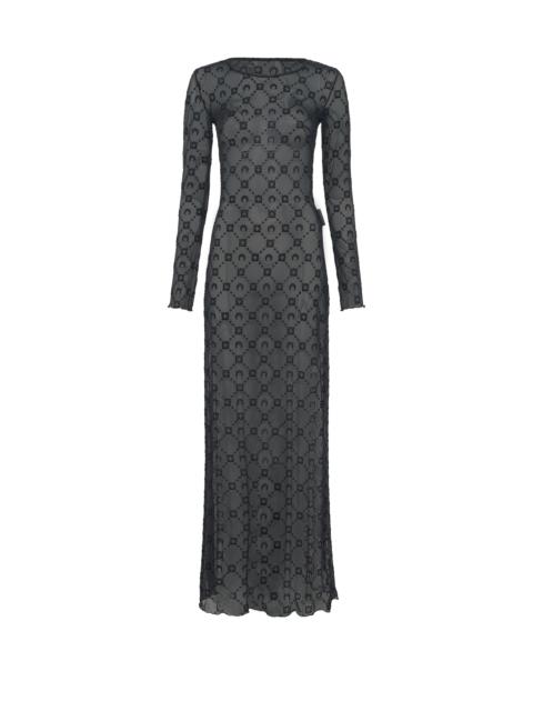 Moonogram Mesh Flock Long Dress