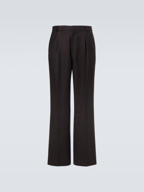 Wool flannel wide-leg pants