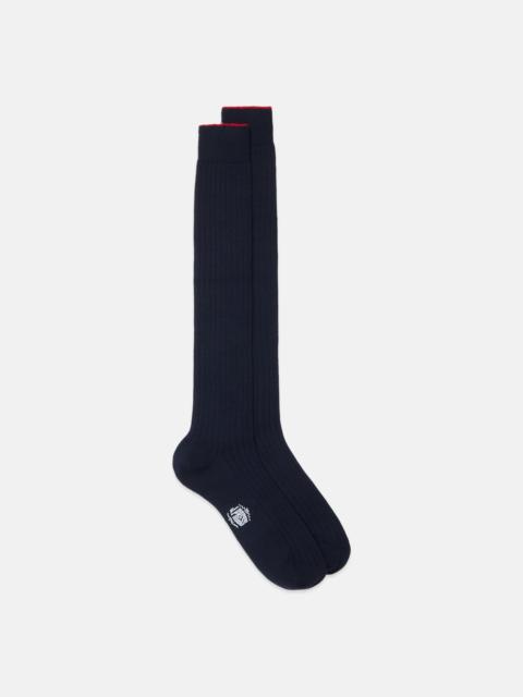 MADE-IN-ITALY NAVY OVER-THE-CALF MERINO WOOL SOCKS