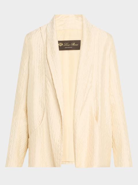 Annie Open-Front Fluid Diamond Cloquet Silk Jacket