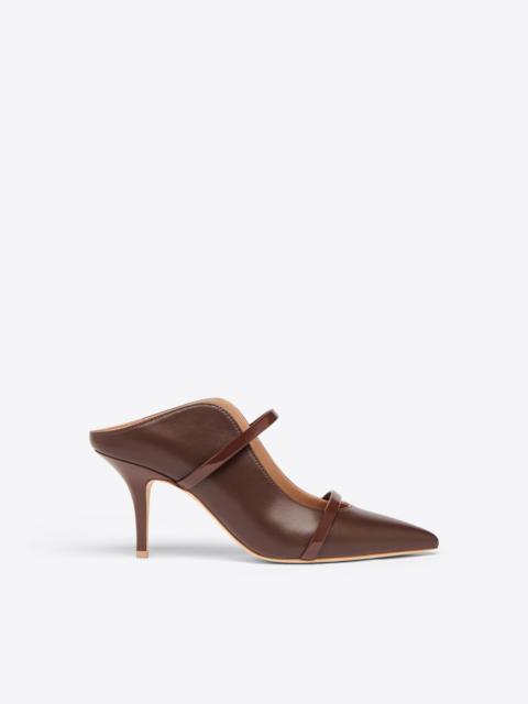 Maureen 70 Dark Brown Leather Heeled Mules