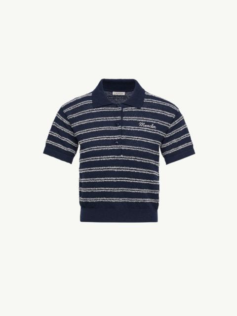 Cotton Blend Bouclé Crêpe Polo Shirt