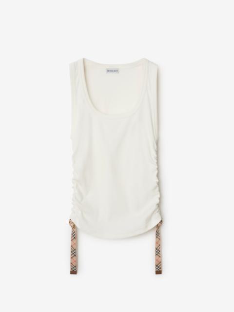 Check Trim Stretch Cotton Vest