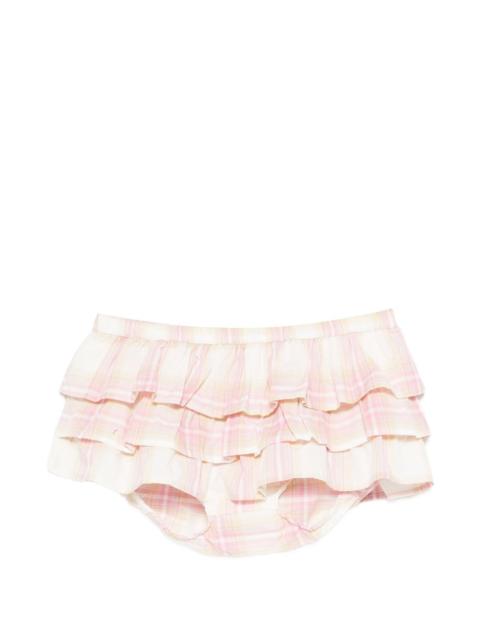 Jardin plaid-patern ruffled shorts