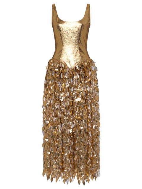 Isai Maxi Dress in Metallic Gold Linen Twill