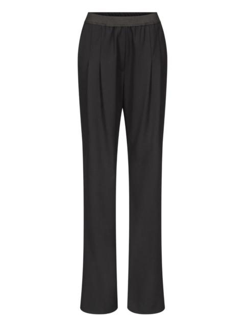 pleated elasticated-waist straight trousers