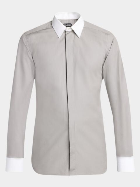 Men's Poplin Contrast-Trim Sport Shirt