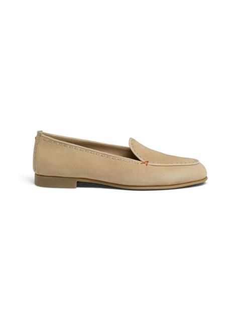 Women's beige suede loafer