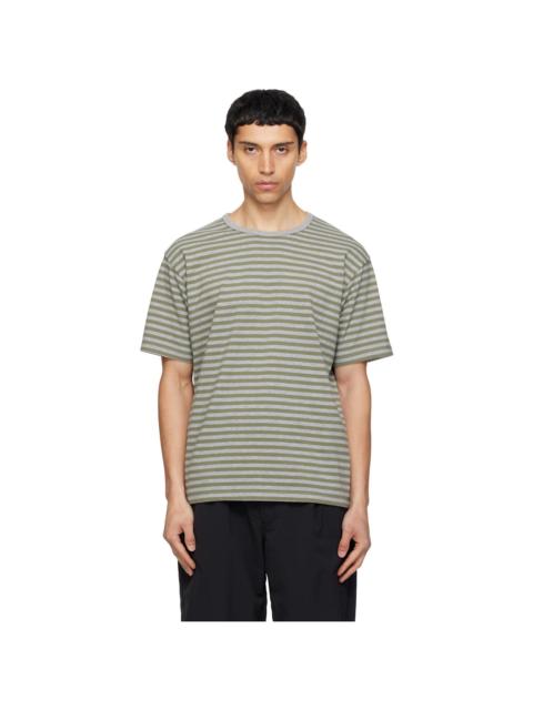 Khaki & Gray COOLMAX Stripe Jersey T-shirt