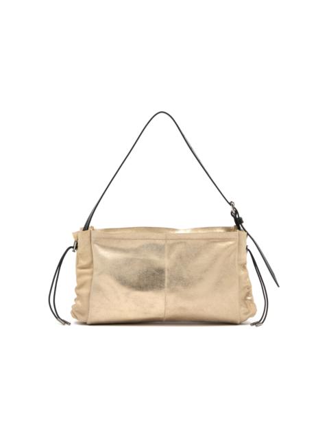 Belt Foiled Suede Baguette Bag gold