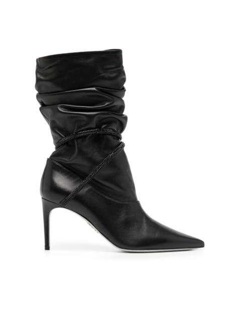 80mm ruched leather boots