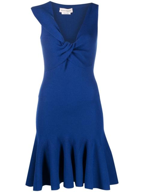 knotted asymmetric neckline dress