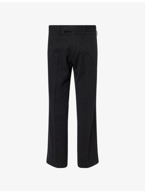 Wide-Leg High-Rise Cotton Trousers