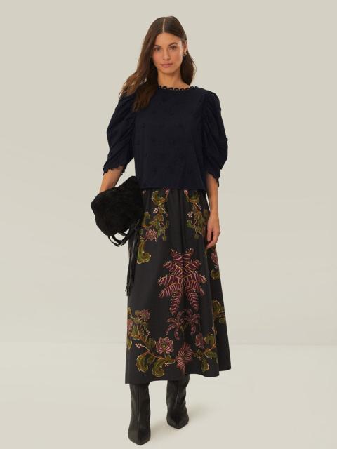 Black 3D Flowers Blouse