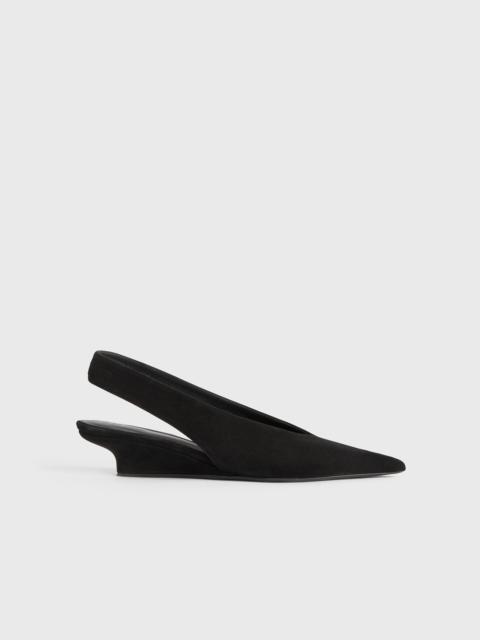 Wedge-heel suede slingbacks black