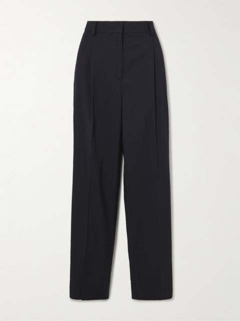 Pleated Twill Straight-leg Pants