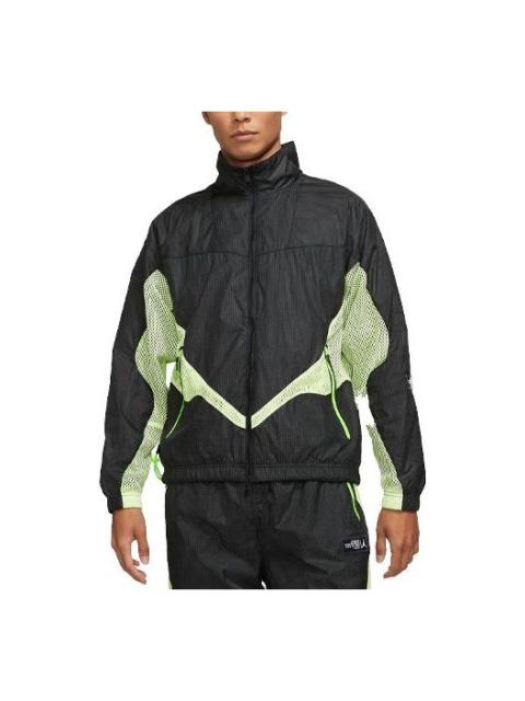 Air Jordan 23 Engineered Splicing Contrasting Colors Mesh Stand Collar Woven Jacket Black DA5623-010