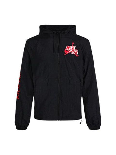Air Jordan Jumpman Windbreaker Cardigan Sports Hooded Jacket Black CN3824-010