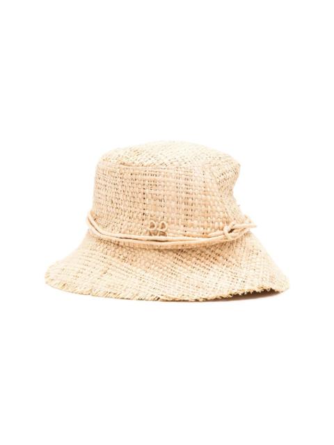 logo-patch straw bucket hat
