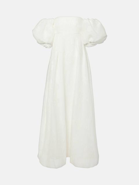 Matchworker puff-sleeve off-shoulder gown