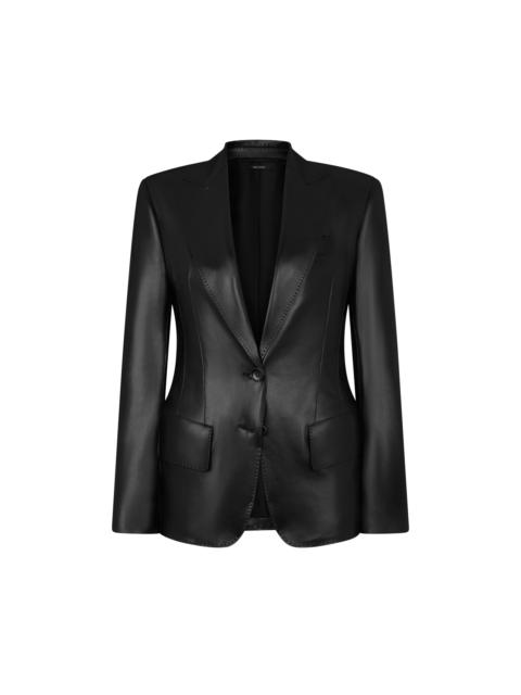 PEAK LAPEL LEATHER JACKET