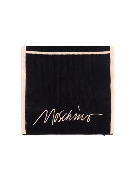 embroidered ribbed scarf