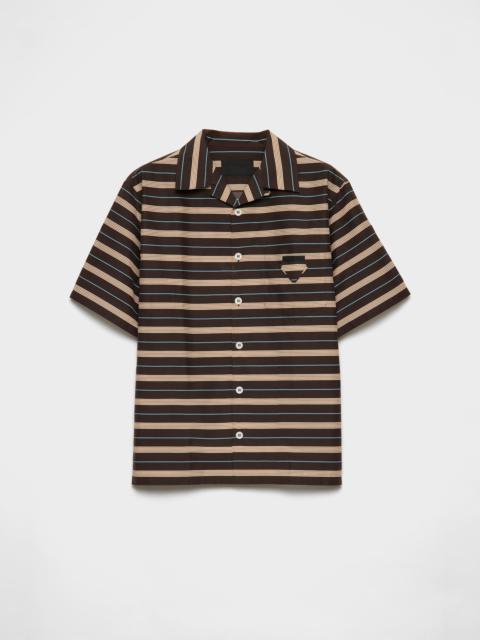 Striped cotton and silk bowling shirt