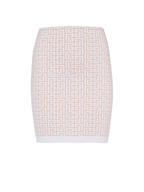 Short knit skirt with Balmain monogram