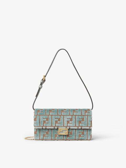 Wallet On Chain Baguette Matcha green FF jacquard velvet wallet