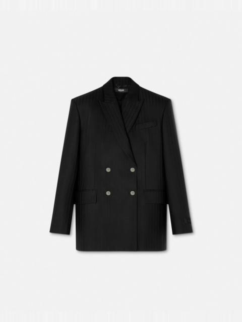 Wool Pinstripe Double-Breasted Blazer
