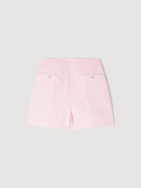 SEQUIN CHECK TWEED SHORTS