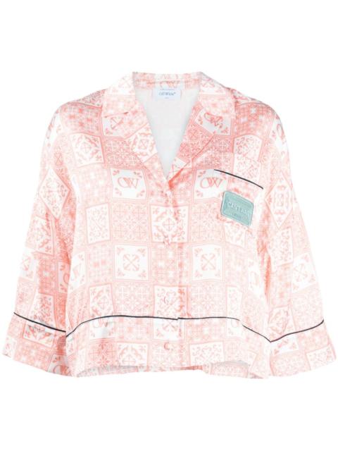 graphic-print satin shirt