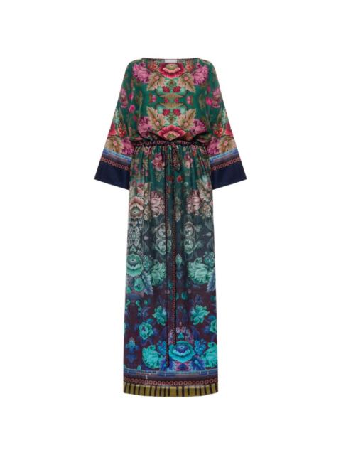 belted floral-print maxi dress