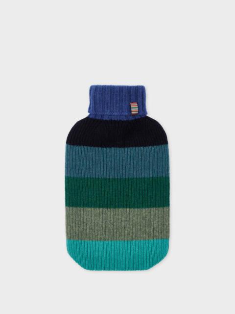 Blue Multistripe Lambswool Hot Water Bottle Cover