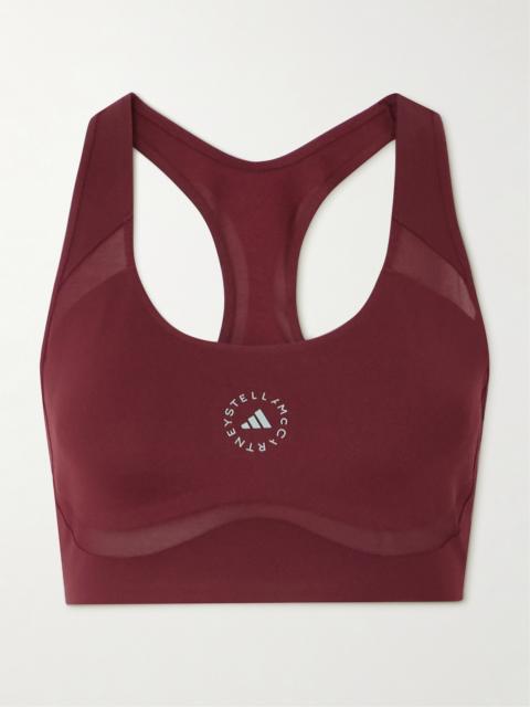 Truepurpose Mesh-trimmed Printed Stretch Recycled Sports Bra