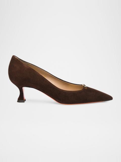 55mm Sabine Suede Buckle Pumps