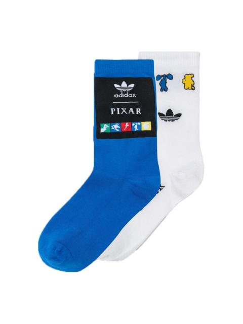 adidas originals Casual Breathable Sport Socks 2 Pairs Blue / White HE3088