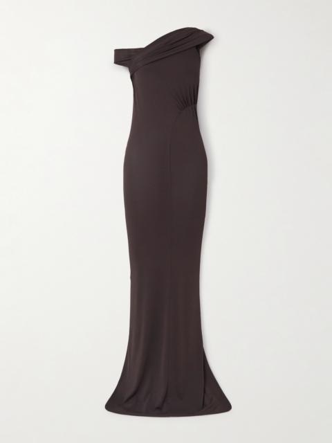 Sahara Asymmetric Paneled Gathered Jersey Gown