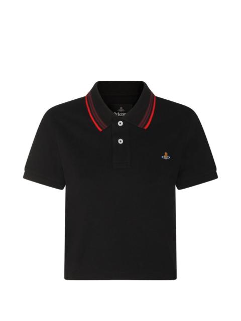 striped-collar logo polo top