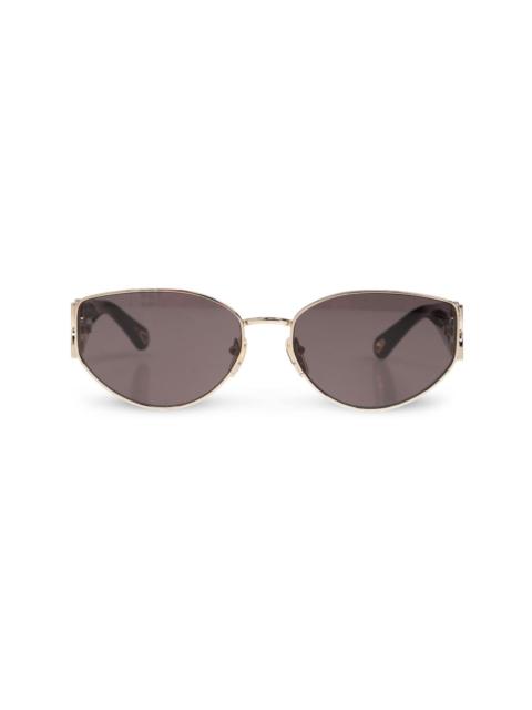 logo-engraved oval-lens sunglasses